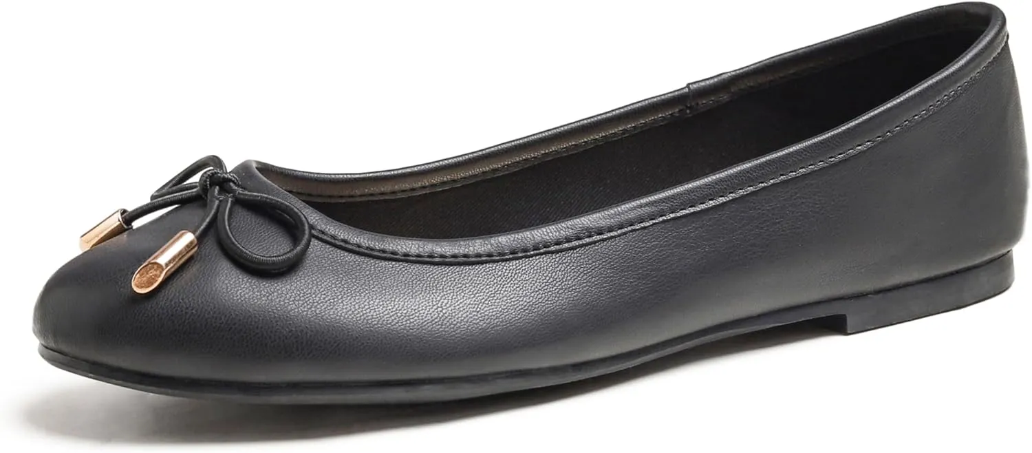 FEVERSOLE Women's Soft Cushion Comfort Round Toe Metal Trim Fashion Ballet Flats Walking Shoes