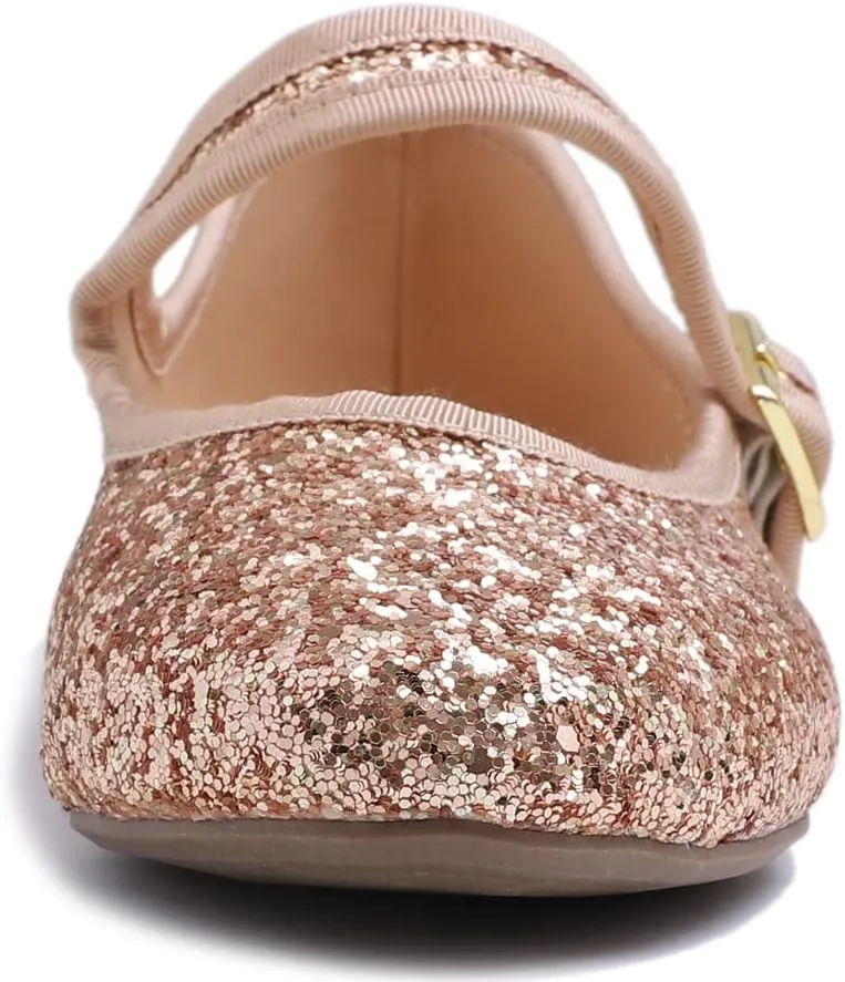 FEVERSOLE Women's Soft Cushion Extra Padded Comfort Round Toe Mary Jane Metal Buckle Fashion Ballet Flats Walking Shoes