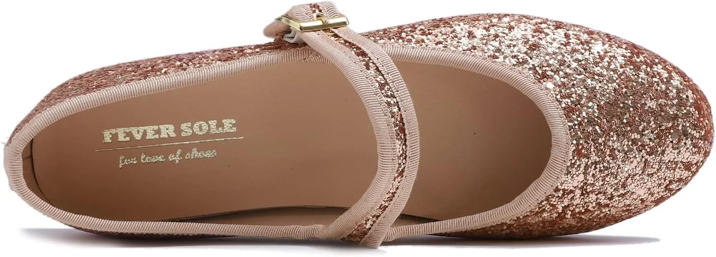 FEVERSOLE Women's Soft Cushion Extra Padded Comfort Round Toe Mary Jane Metal Buckle Fashion Ballet Flats Walking Shoes