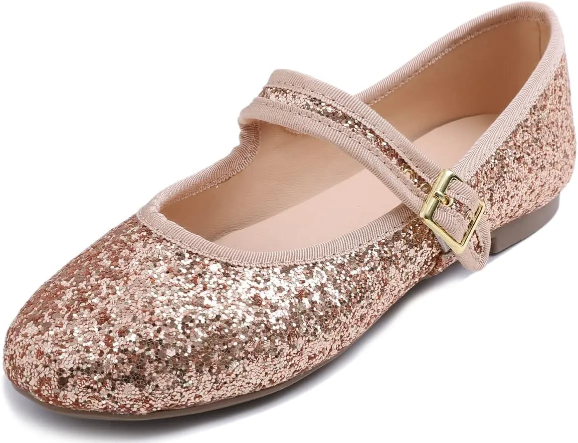 FEVERSOLE Women's Soft Cushion Extra Padded Comfort Round Toe Mary Jane Metal Buckle Fashion Ballet Flats Walking Shoes