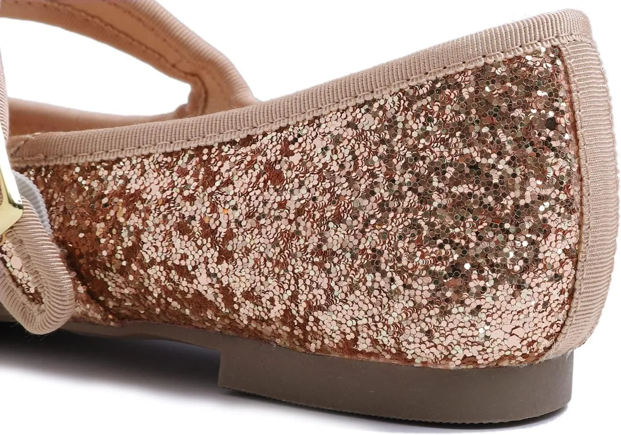 FEVERSOLE Women's Soft Cushion Extra Padded Comfort Round Toe Mary Jane Metal Buckle Fashion Ballet Flats Walking Shoes