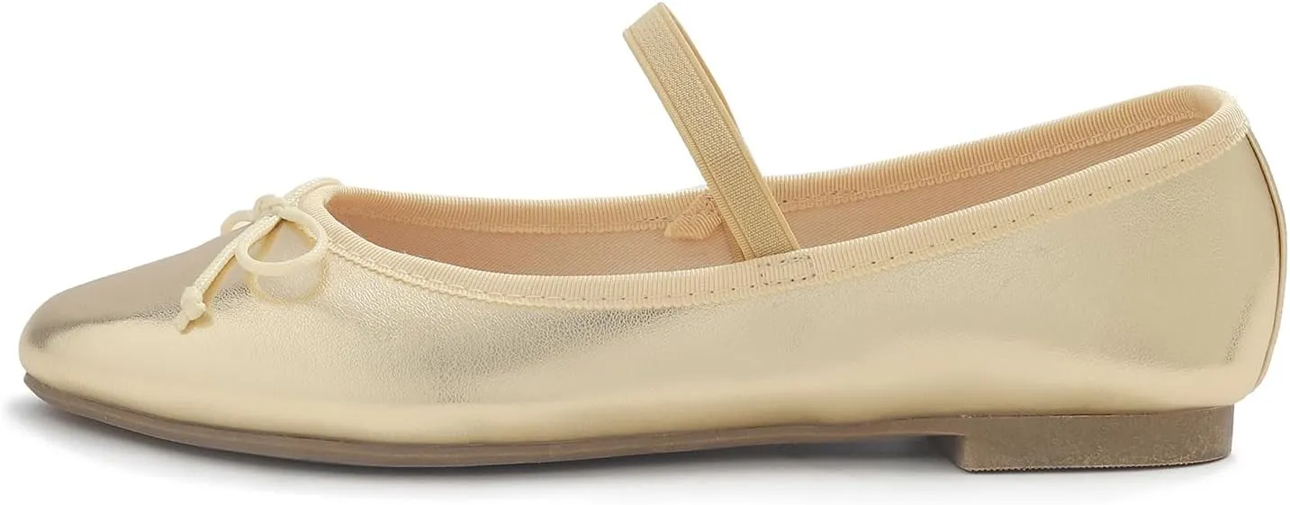 FEVERSOLE Women's Soft Cushion Padded Comfort Round Toe Mary Jane Elastic Fashion Ballet Flats Walking Shoes