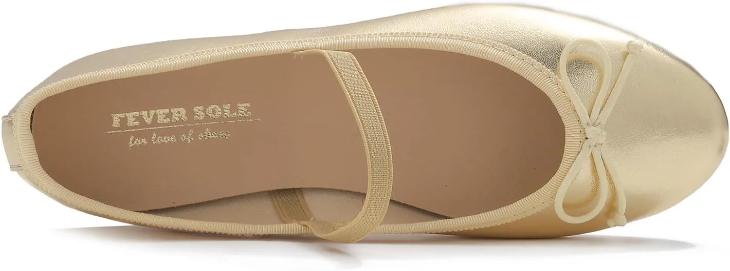 FEVERSOLE Women's Soft Cushion Padded Comfort Round Toe Mary Jane Elastic Fashion Ballet Flats Walking Shoes