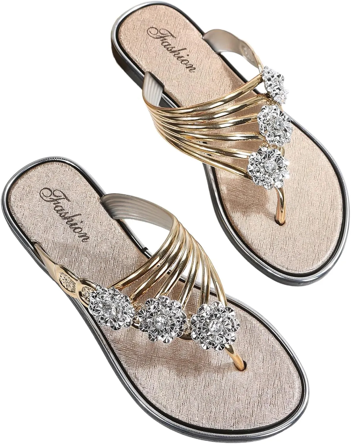 Floerns Women's Flat Sandals Flip Flop Sandals Summer Slip on Dressy Thong Sandal
