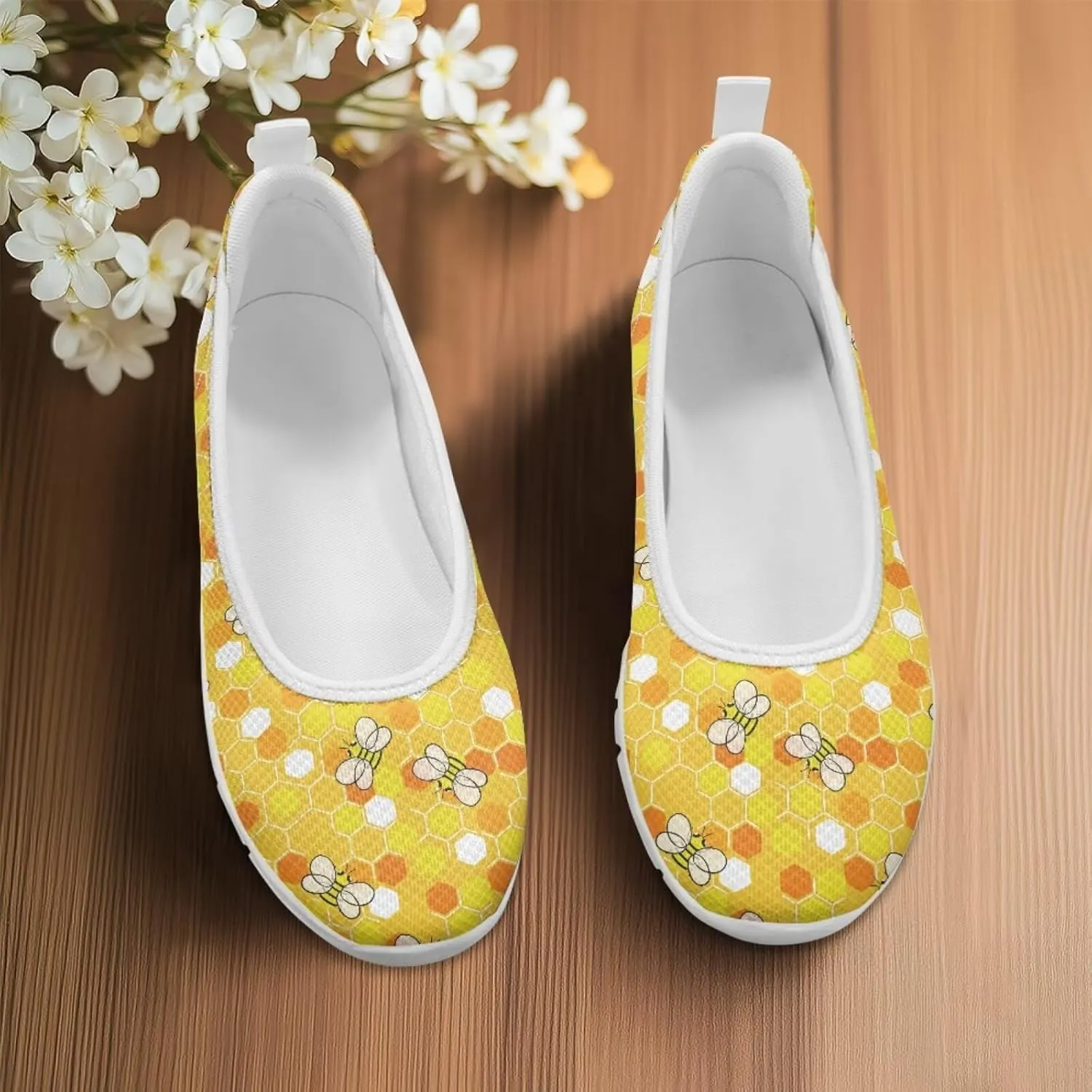 Forchrinse Colorful Palm Print Womens Slip on Walking Loafer Shoes Casual Comfy Dressy Shoes Ballet Flat Lightweight US5.5
