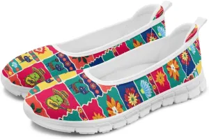 Forchrinse Underwater Turtle Fish Flats for Women Comfortable Round Toe Slip On Knit Flats Soft Work Nurse Flats Arch Support Slippers 5.5