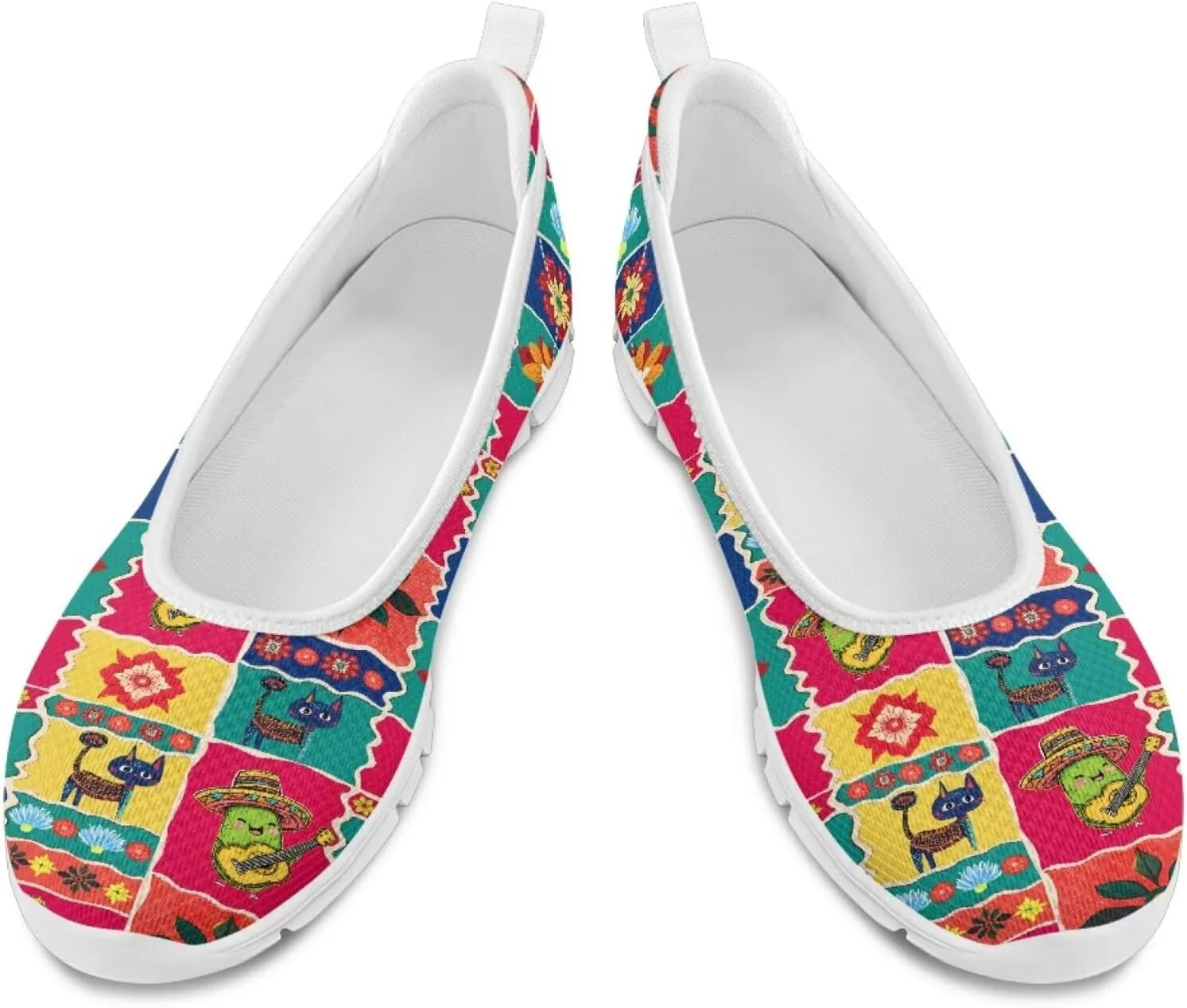 Forchrinse Underwater Turtle Fish Flats for Women Comfortable Round Toe Slip On Knit Flats Soft Work Nurse Flats Arch Support Slippers 5.5