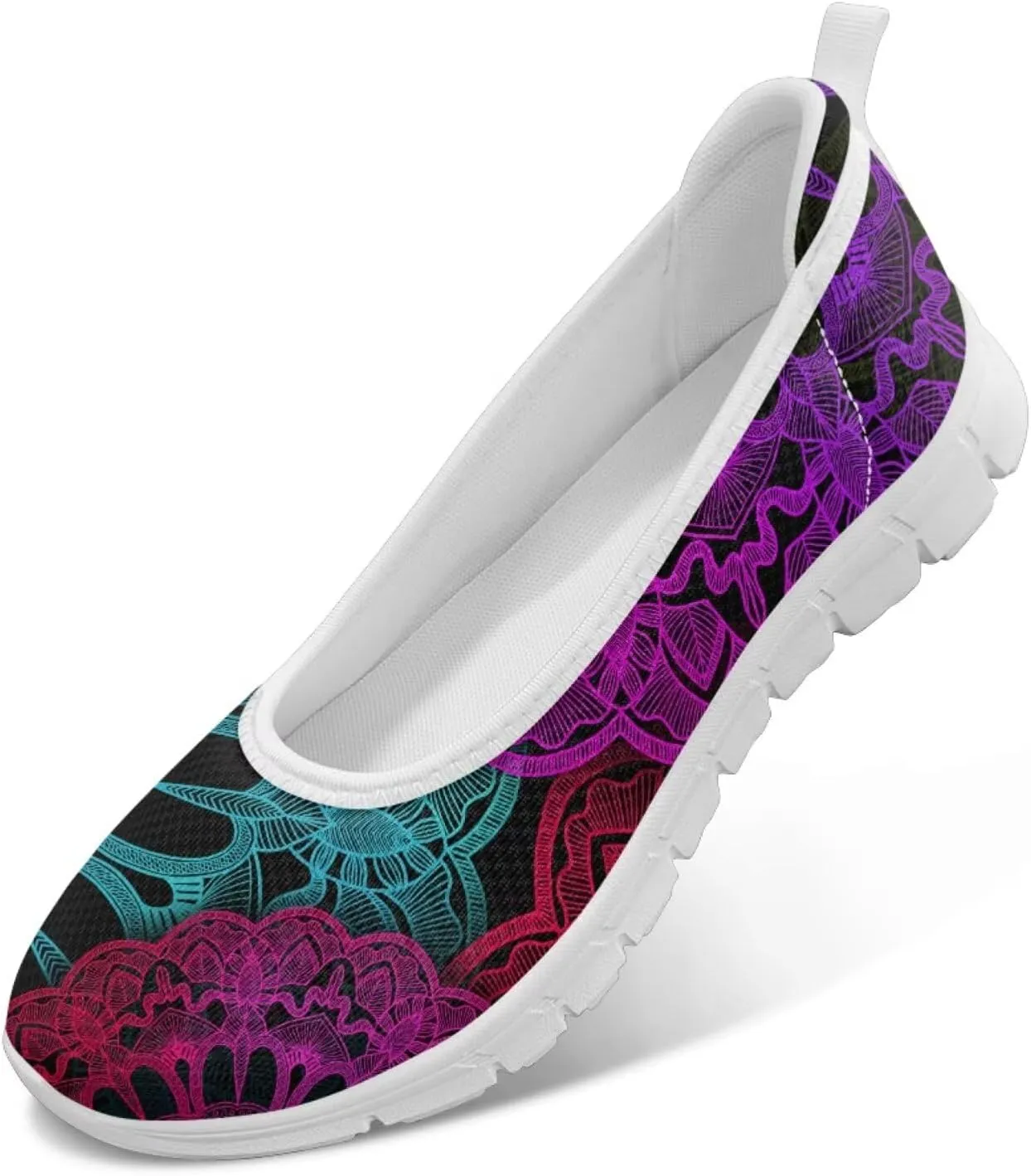Forchrinse Underwater Turtle Fish Flats for Women Comfortable Round Toe Slip On Knit Flats Soft Work Nurse Flats Arch Support Slippers 5.5