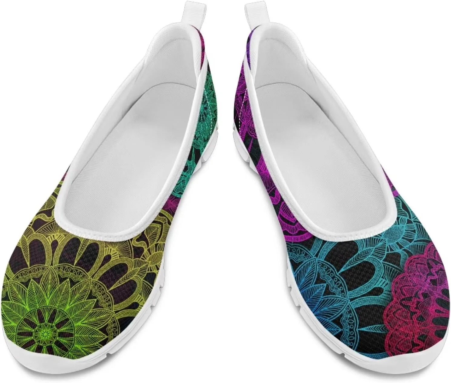 Forchrinse Underwater Turtle Fish Flats for Women Comfortable Round Toe Slip On Knit Flats Soft Work Nurse Flats Arch Support Slippers 5.5
