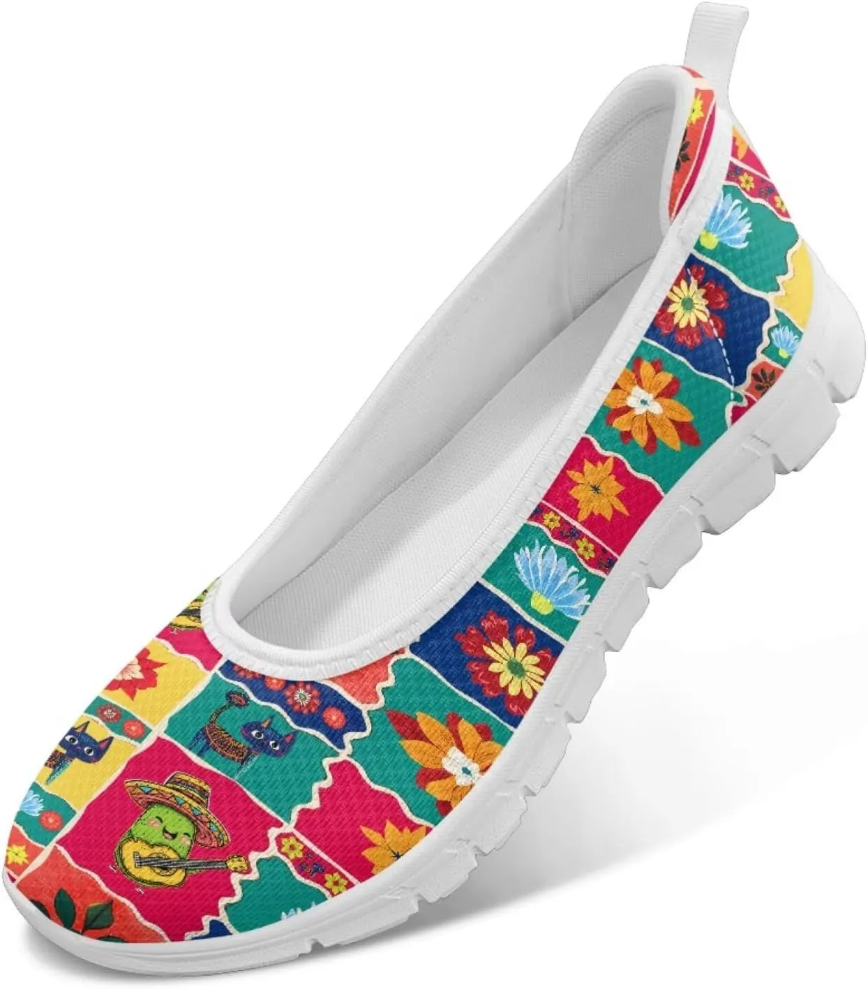 Forchrinse Underwater Turtle Fish Flats for Women Comfortable Round Toe Slip On Knit Flats Soft Work Nurse Flats Arch Support Slippers 5.5