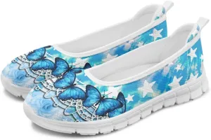 Forchrinse Vintage Style Dress Flats for Women Shark Print Slip on Sneakers Low Heel Walking Shoes Comfortable Ballet Yoga Shoes Hands Free