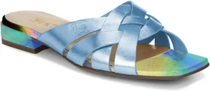 FOWT Women’s Braided Slide Sandals Cross Strappy Flats Backless Square Open Toe Slippers Low Heels Slip On Golden Shoe Synthetic Leather Hollow Design for Driving Working Leisure Time Size 4-16 US
