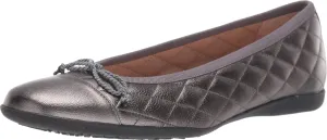 French Sole® PassportR Flat Sandals for Women – Leather Upper – Fabric Lining – Padded Insole Pewter Metallic 9 M