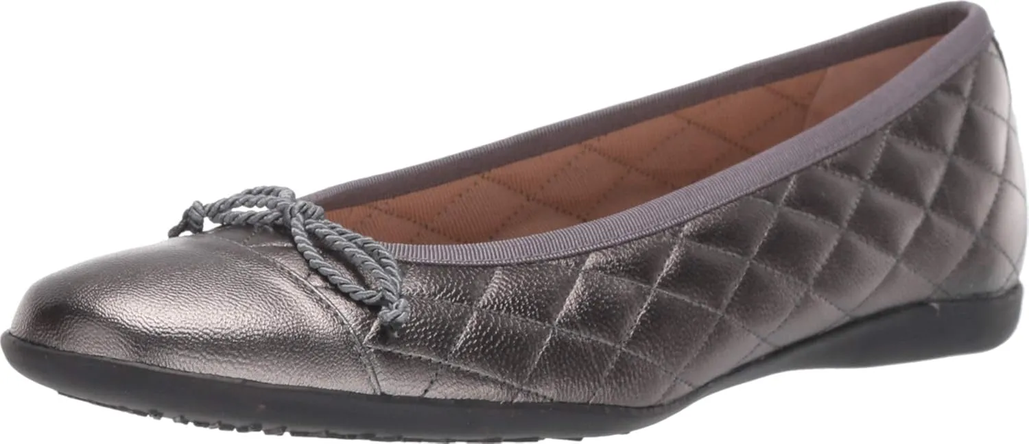 French Sole® PassportR Flat Sandals for Women – Leather Upper – Fabric Lining – Padded Insole Pewter Metallic 9 M