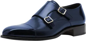 FSJ Men's Dress Loafers Unique Fashion Double Monk Strap Buckle Cap Toe Loafers Comfortable Formal Event Business Shoes Size 4-16 US