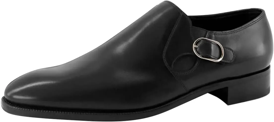 FSJ Men's Single Monk Strap Buckled Dress Loafers Shoes Comfortable Round Toe Slip On Side Elasticity Low Heels Formal Business Casual Shoes Size 4-16 US