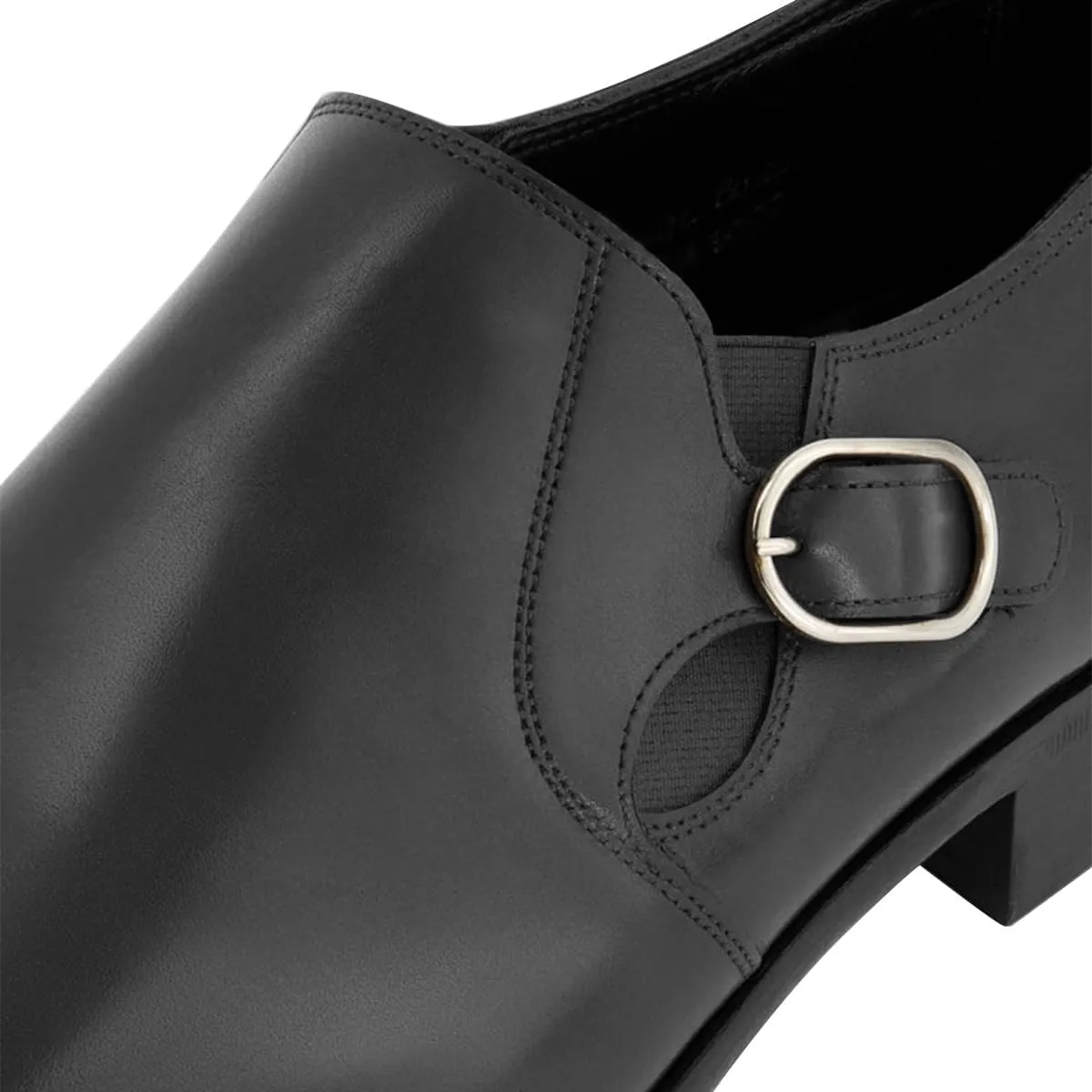 FSJ Men's Single Monk Strap Buckled Dress Loafers Shoes Comfortable Round Toe Slip On Side Elasticity Low Heels Formal Business Casual Shoes Size 4-16 US