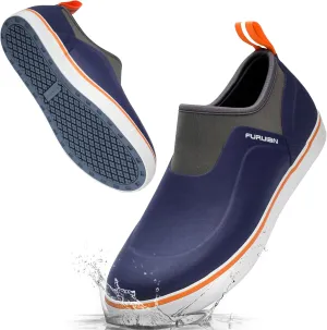 Furuian Deck Shoes Men's Short Rain Boots Waterproof Shoes Rubber Deck Boots Lightweight Fishing Rain Shoes Non-slip Fishing Boots for Gardening Outdoor Mud Walking