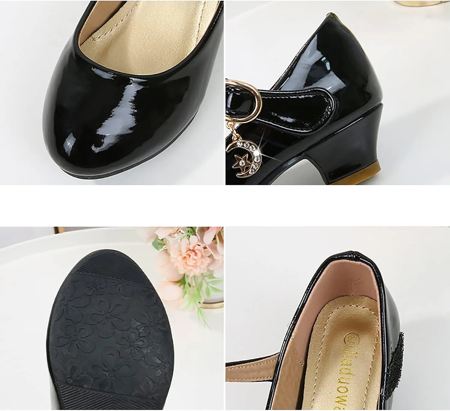 Girls Dress Shoes, 4-13 Years Little Girls Kids High Heel Leather Princess Shoes Wedding School Party Dress Shoes