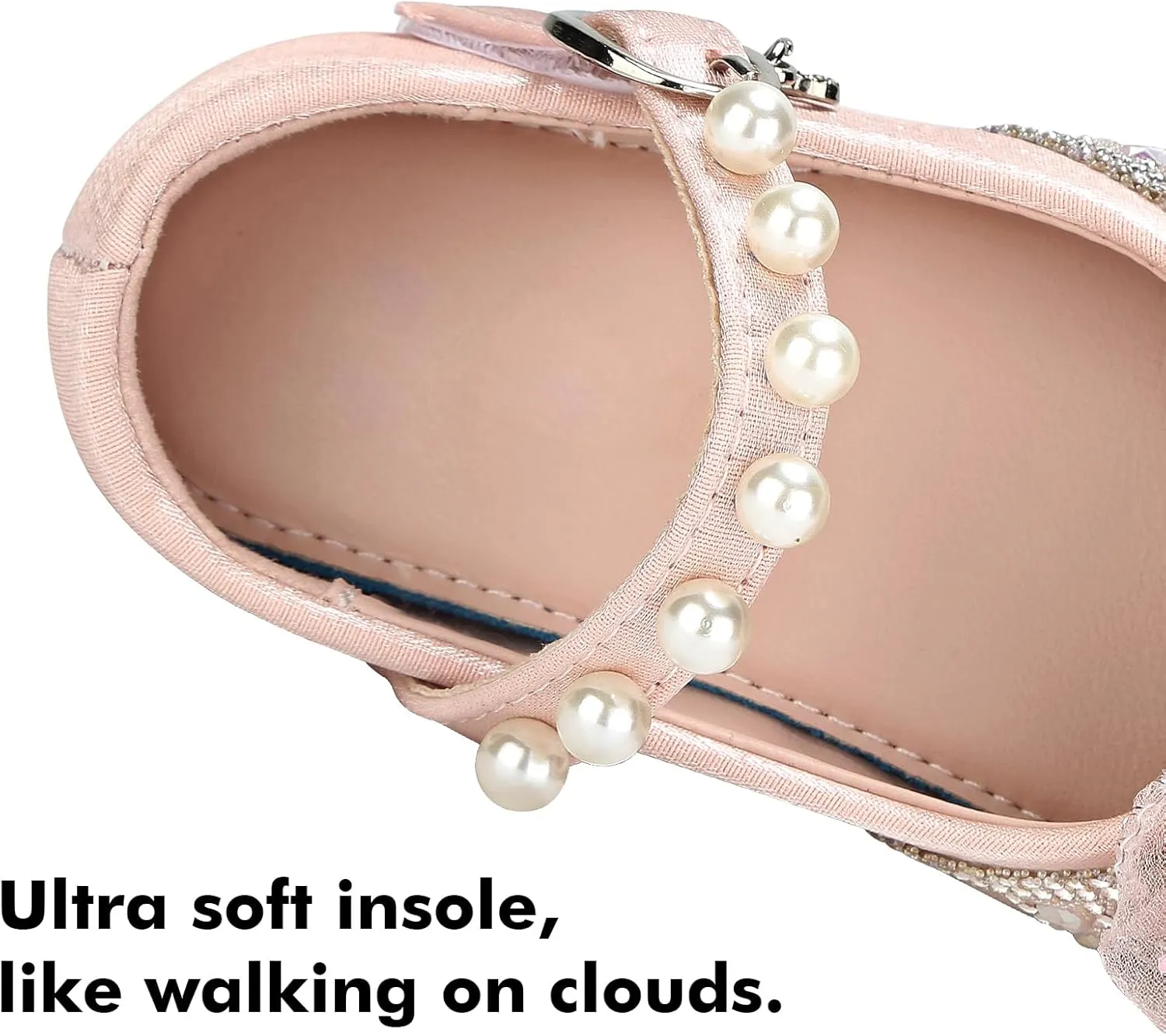 Girls Dress Shoes Mary Jane Princess Shoes Girls' Flats Glitter Low Heels Flower Wedding Party Footwear for Toddler Little/Big Kid