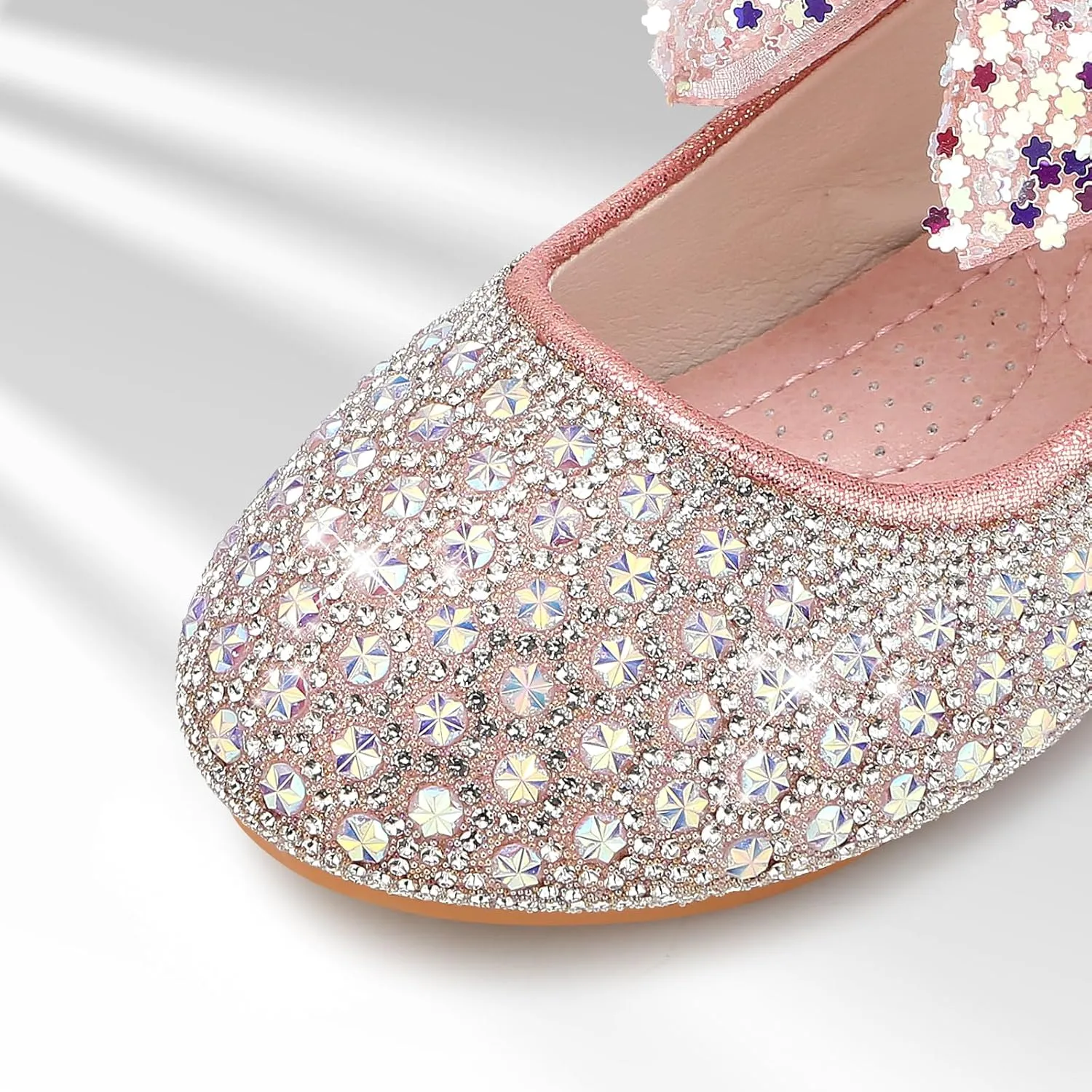 Girls Dress Shoes Mary Jane Princess Shoes Girls' Flats Glitter Low Heels Flower Wedding Party Footwear for Toddler Little/Big Kid