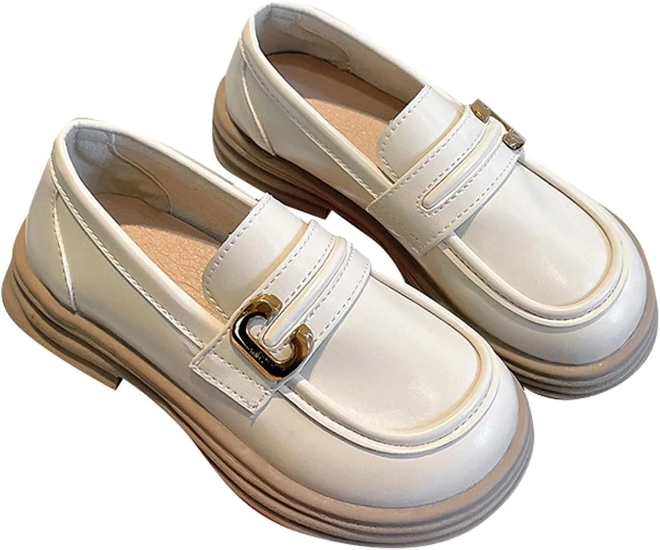 Girls Loafers Chunky Platform Classic Dress Shoes Big Little Kid PU Leather Rubber Sole Oxfor𝐝 School Uniform Shoes