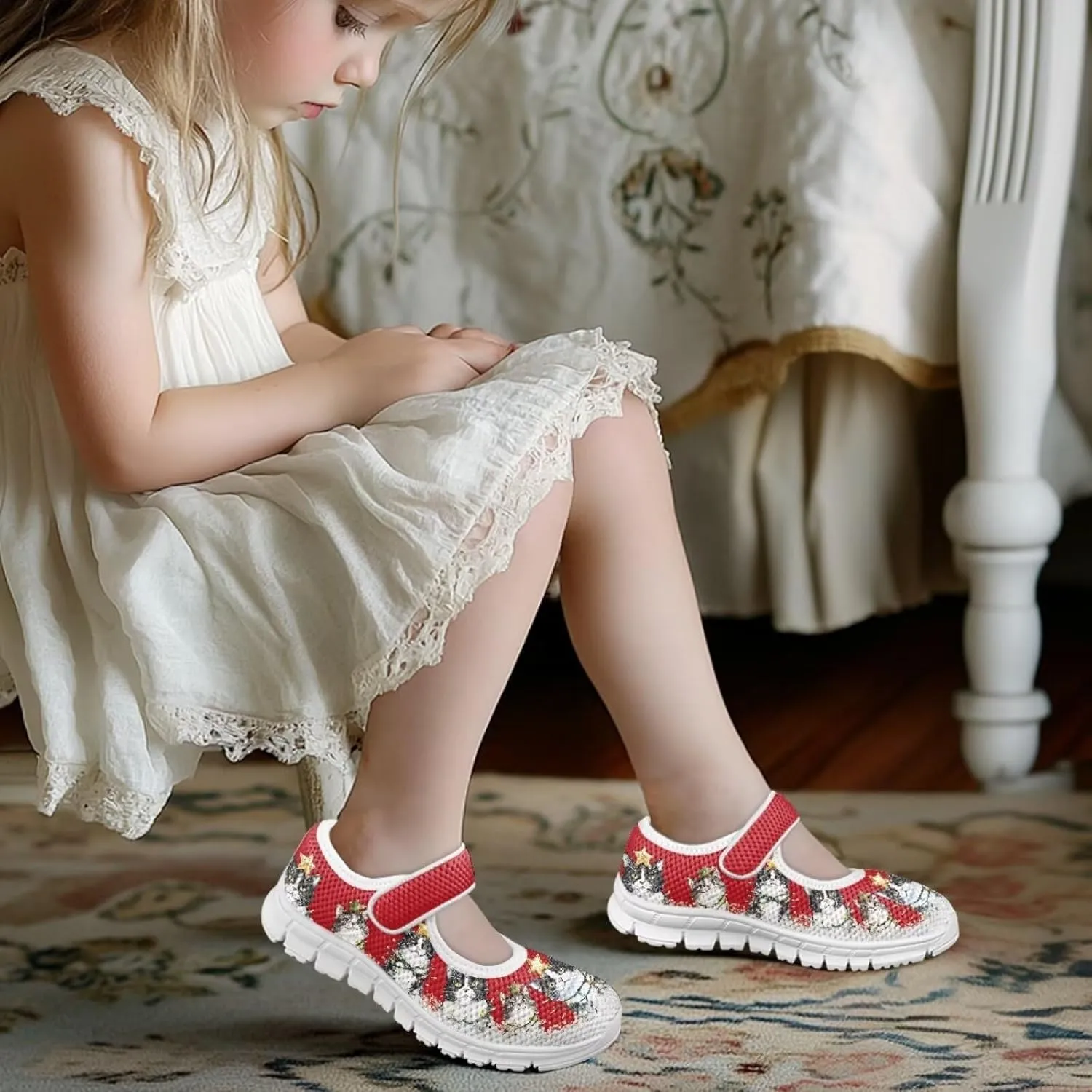 Girls Mary Jane Dress Shoes Ballet Princess Flats with Strap for Christmas Party Wedding School