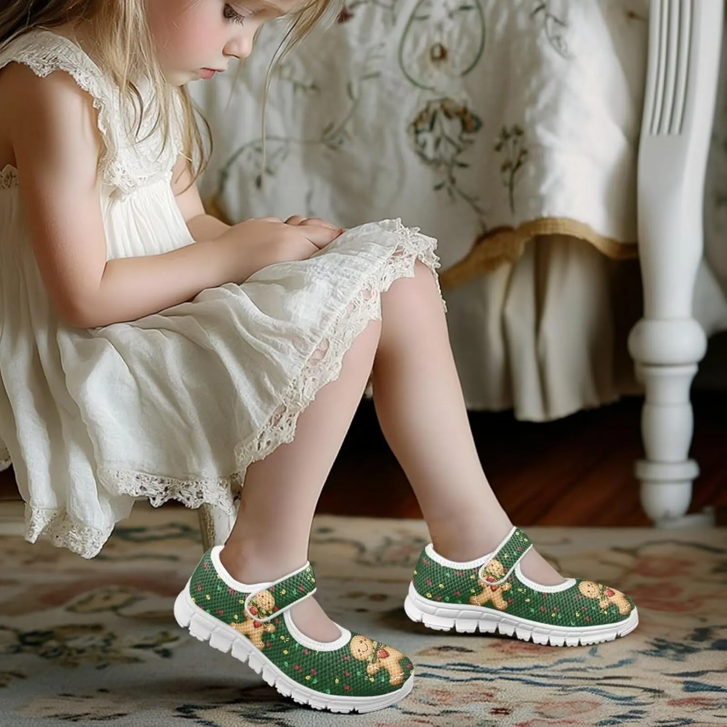 Girls Mary Jane Dress Shoes Ballet Princess Flats with Strap for Christmas Party Wedding School