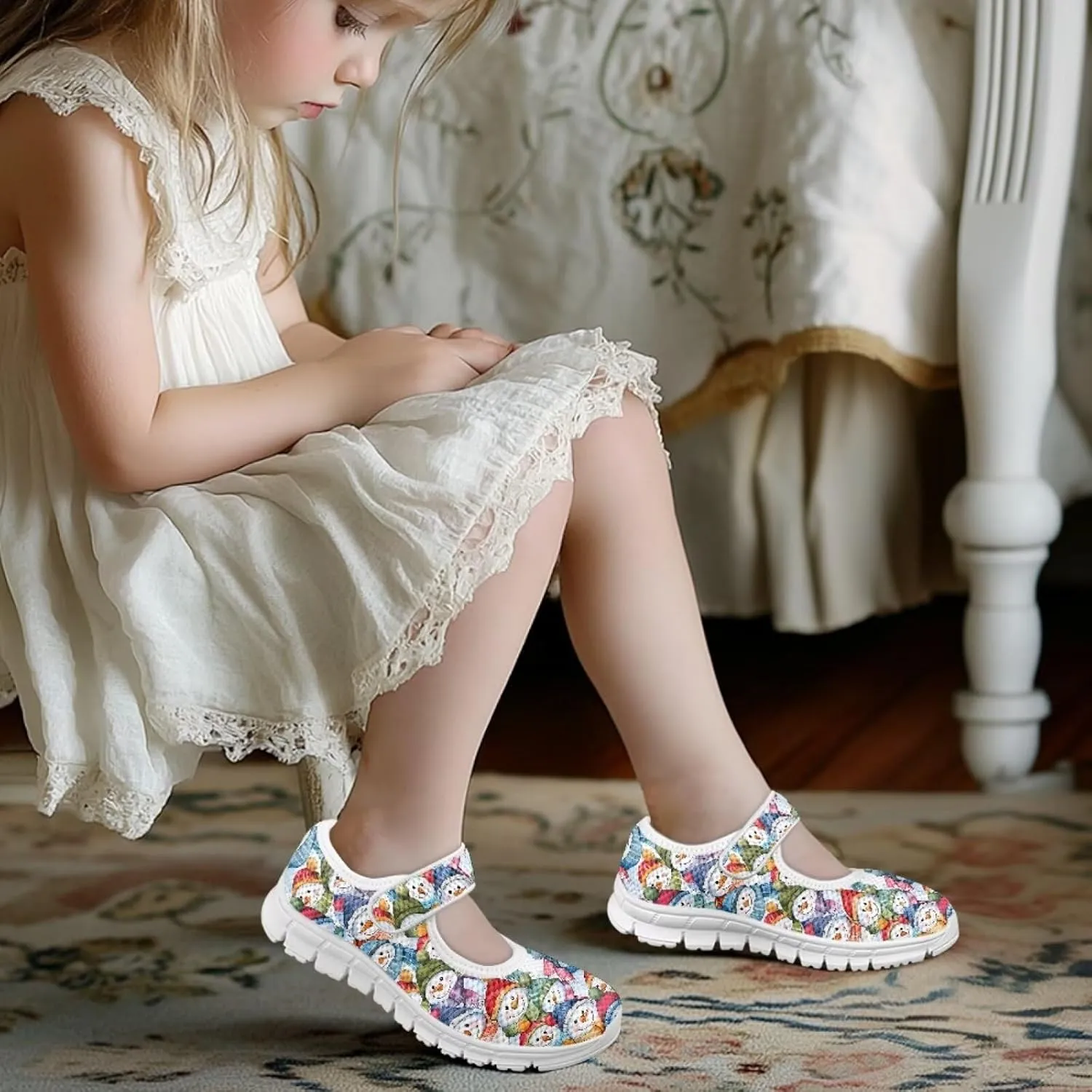 Girls Mary Jane Dress Shoes Ballet Princess Flats with Strap for Christmas Party Wedding School