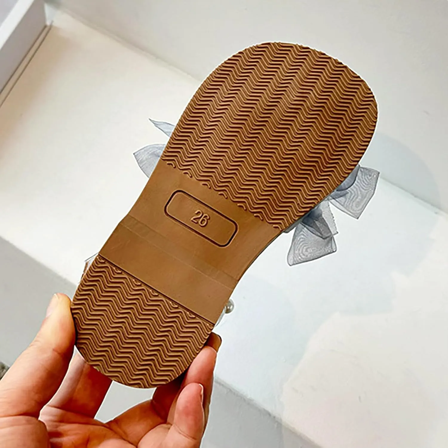 Girls Mesh Pearl Flat Sandals Open Toe Pearl Strap Princess Bridesmaid Party Dress Shoes Kids Cute Summer Shoes