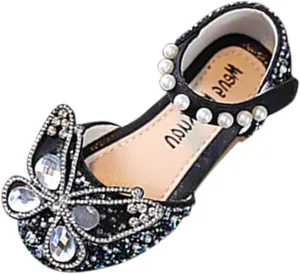 Girls Sandals, Open Toe Cute Butterfly Princess Girls Flat, Sparkly Summer Dress Shoes Sandals for Toddler Kids