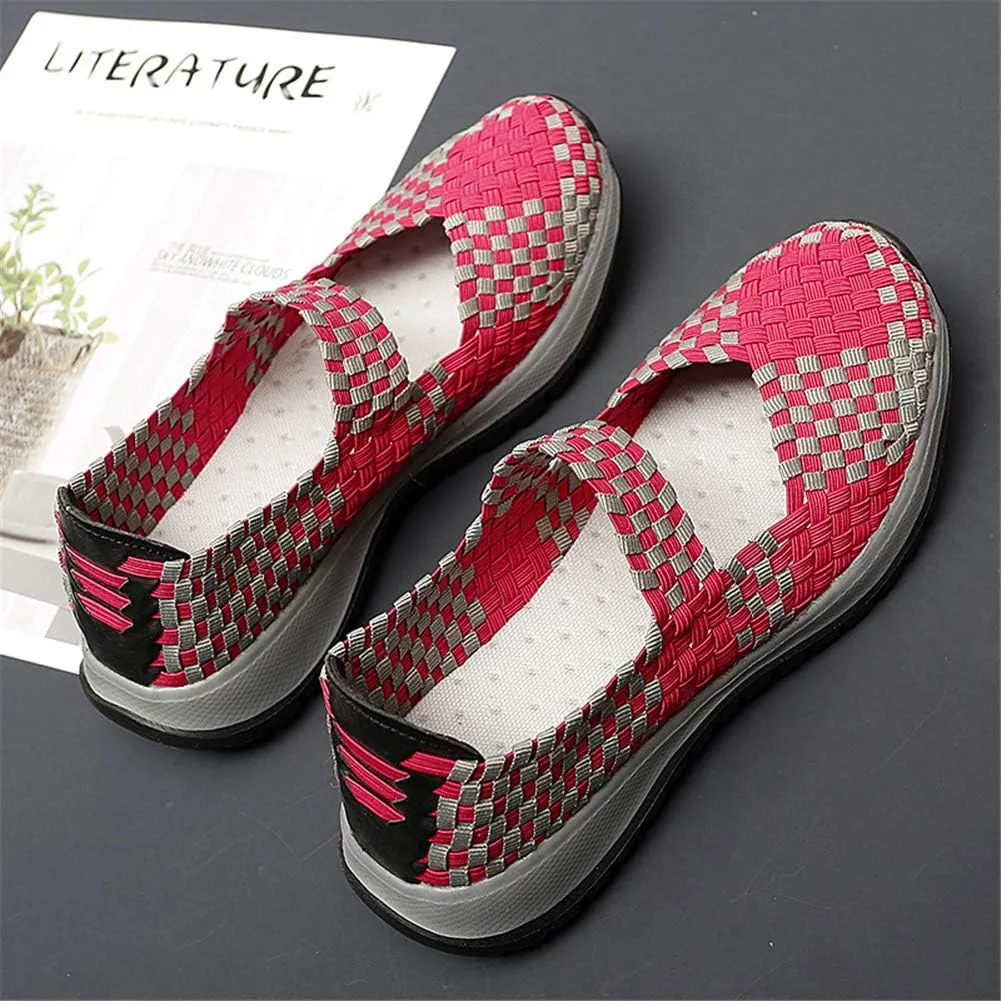 GOSPT Women's Elastic Woven Walking Shoes Mary Jane Flats Slip on Sneakers