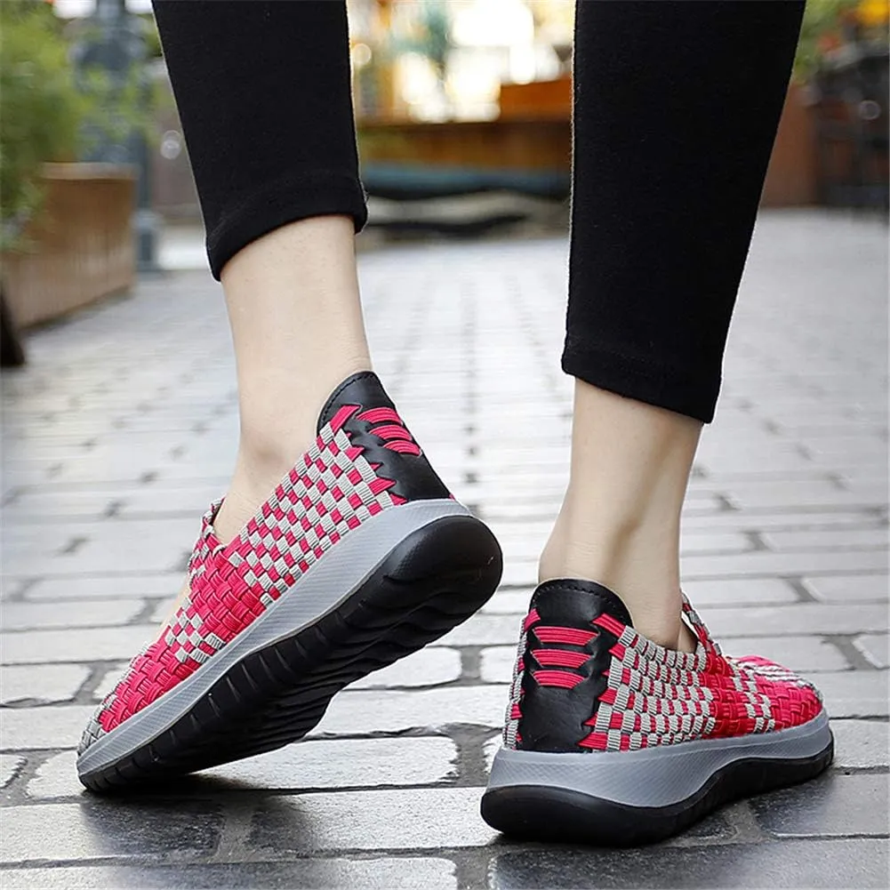 GOSPT Women's Elastic Woven Walking Shoes Mary Jane Flats Slip on Sneakers