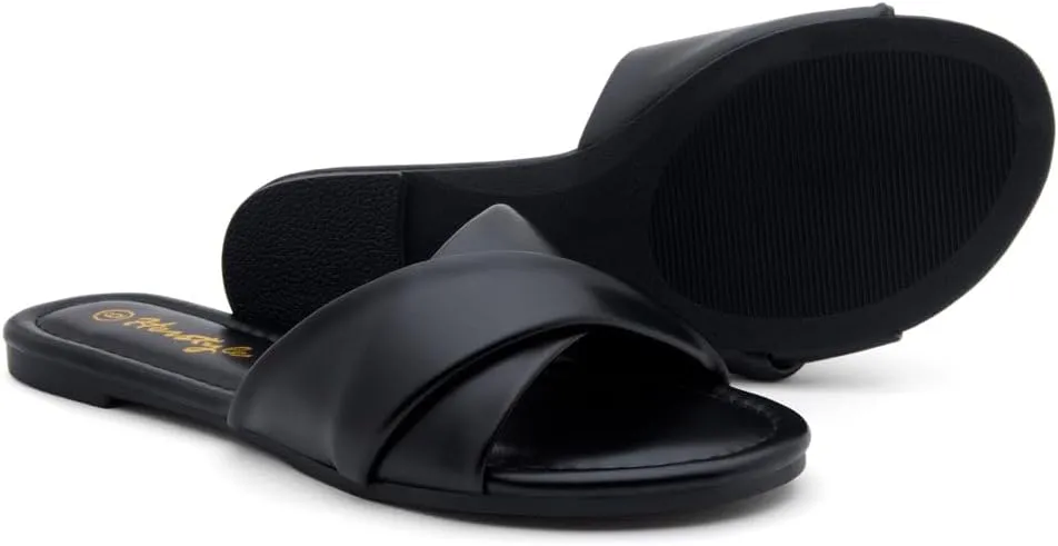 Herstyle Women’s Flat Sandals 2025 – Comfortable Dressy Slide Sandals | Cushioned Slip-On Summer Casual Sandals with Open Toe for Beach, Travel & Everyday Wear