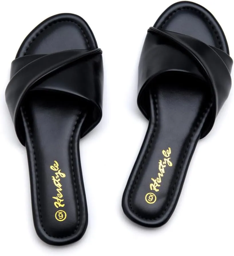 Herstyle Women’s Flat Sandals 2025 – Comfortable Dressy Slide Sandals | Cushioned Slip-On Summer Casual Sandals with Open Toe for Beach, Travel & Everyday Wear