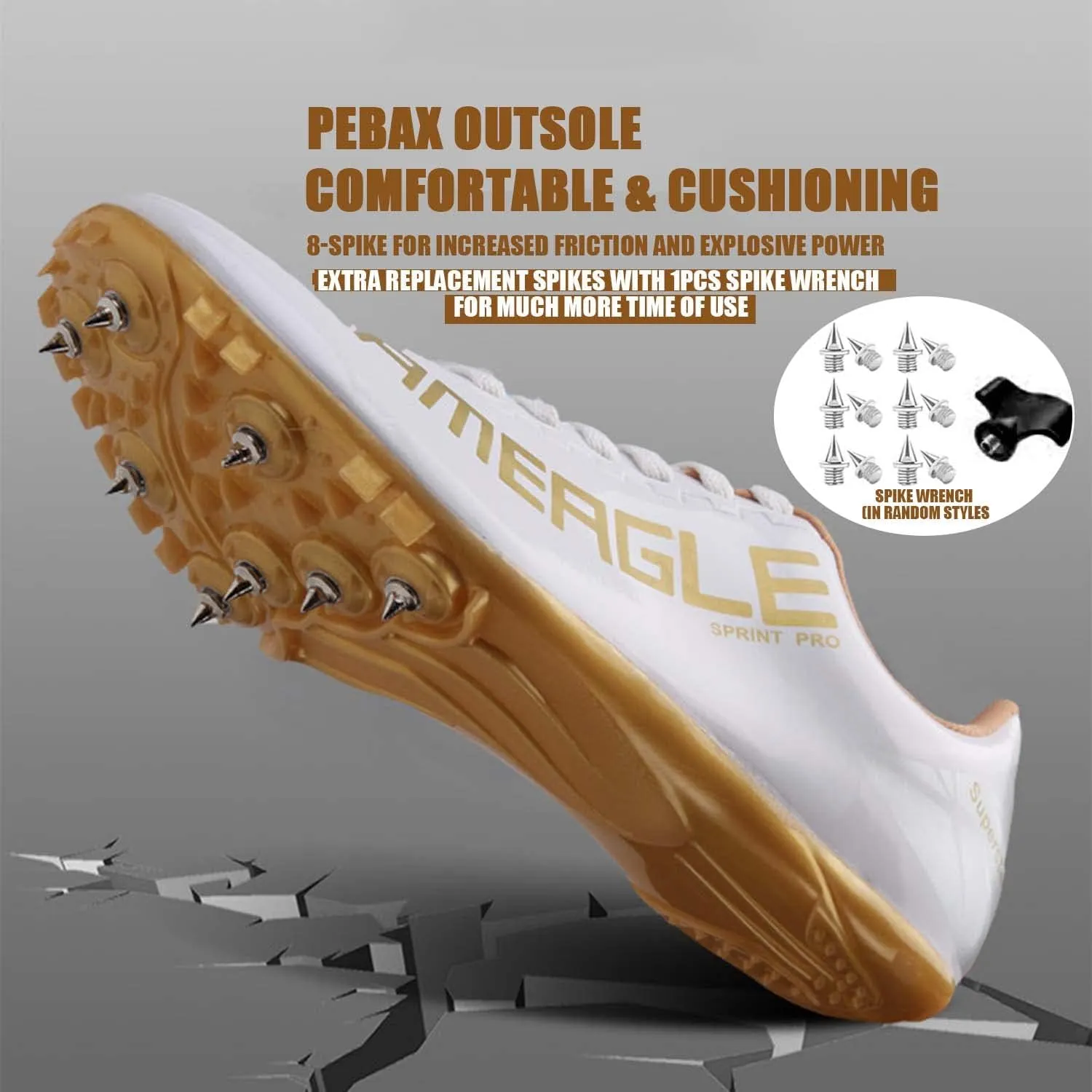HESBITEUL Mens Track and Field Shoes Sprint Sport Sneakers Youth Professional Training Racing Running Shoes