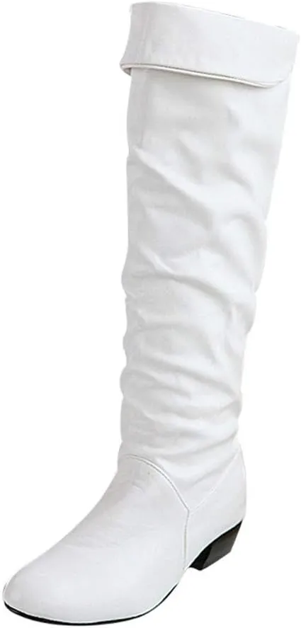 High Knee Riding Boots Heels Flat Winter Women's Thigh High Suede Boot
