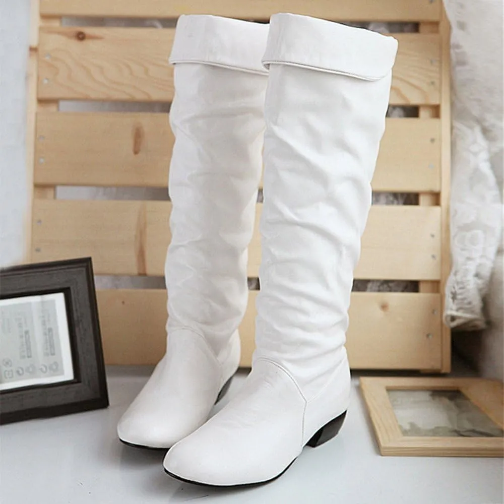 High Knee Riding Boots Heels Flat Winter Women's Thigh High Suede Boot