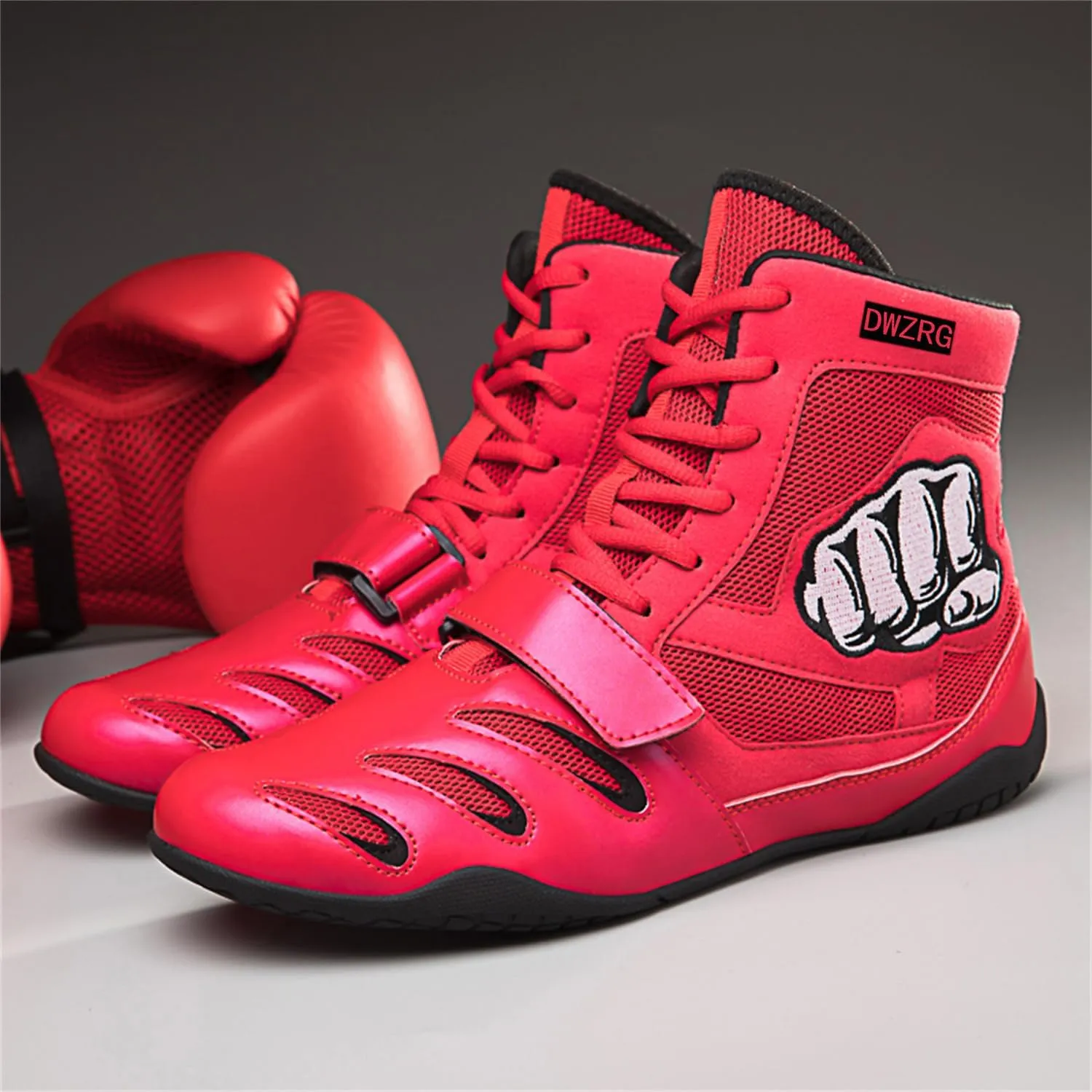 High Top Combat Speed Mens Womens Wrestling Shoes Non-Slip Breathable Boxing Wrestling Training Sneaker