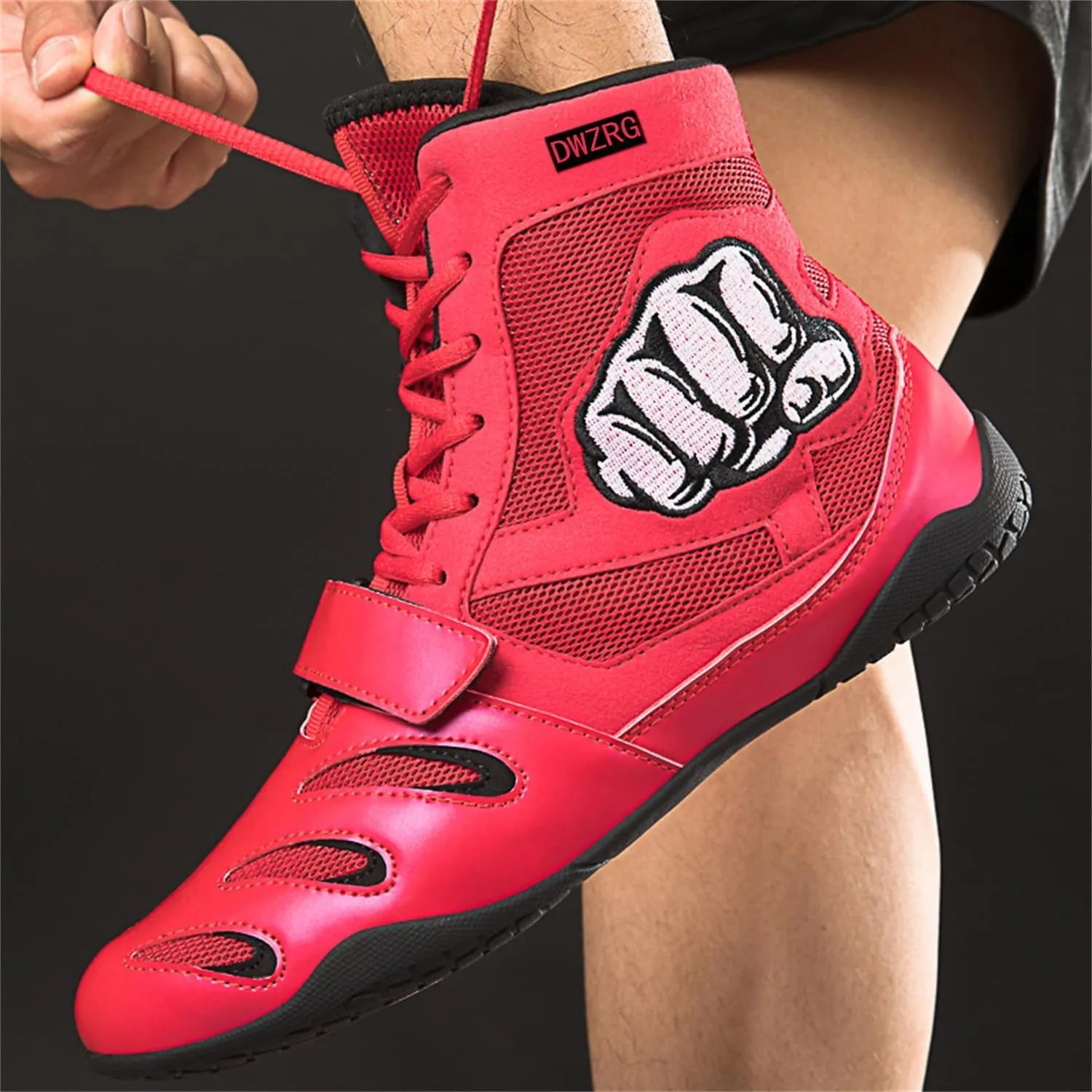 High Top Combat Speed Mens Womens Wrestling Shoes Non-Slip Breathable Boxing Wrestling Training Sneaker
