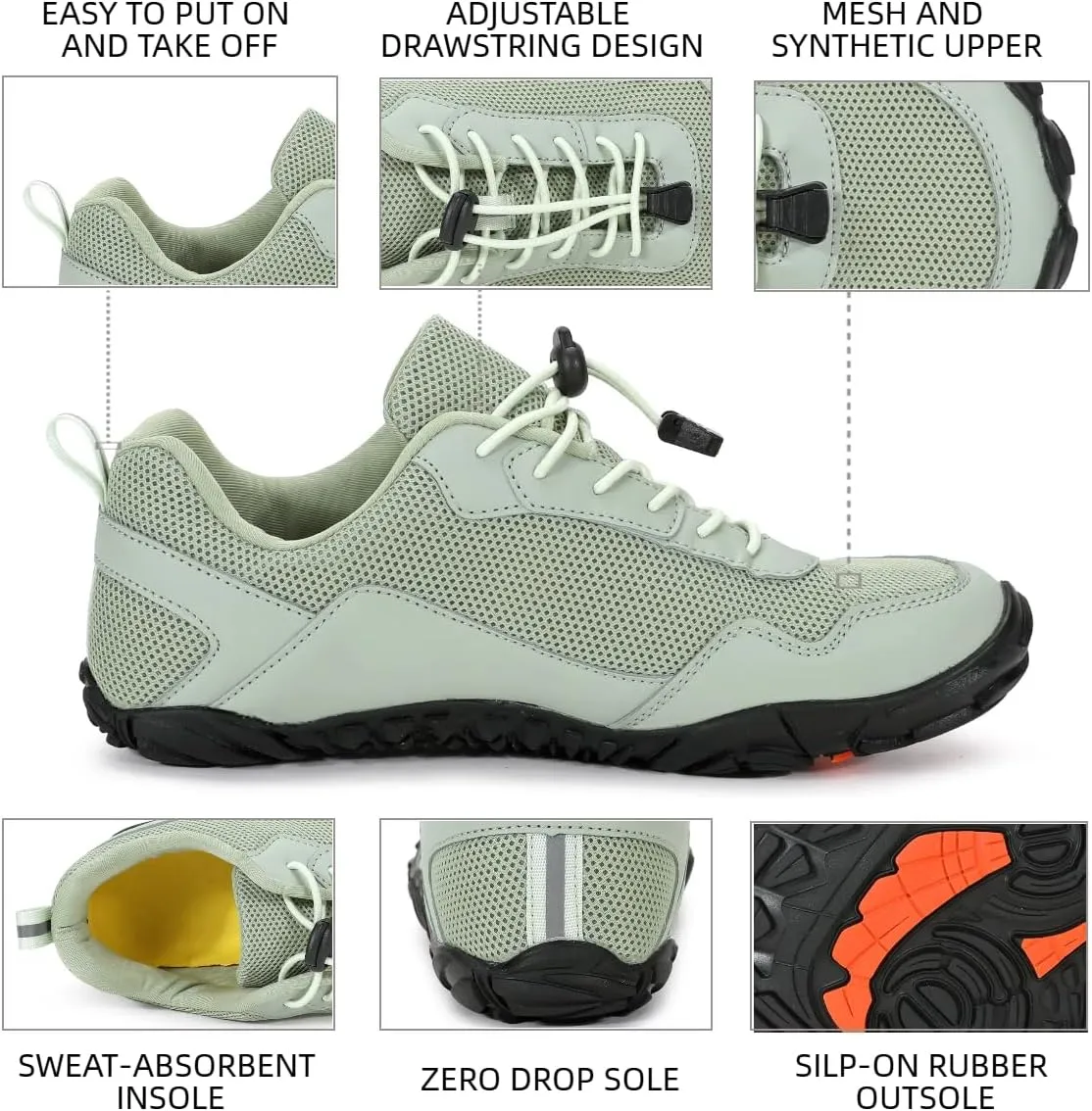 Hike Summit Barefoot Shoes Non-Slip Wide Toe Box Grounded Footwear Breathable Gym Swim Outdoor Walking Hiking Shoes