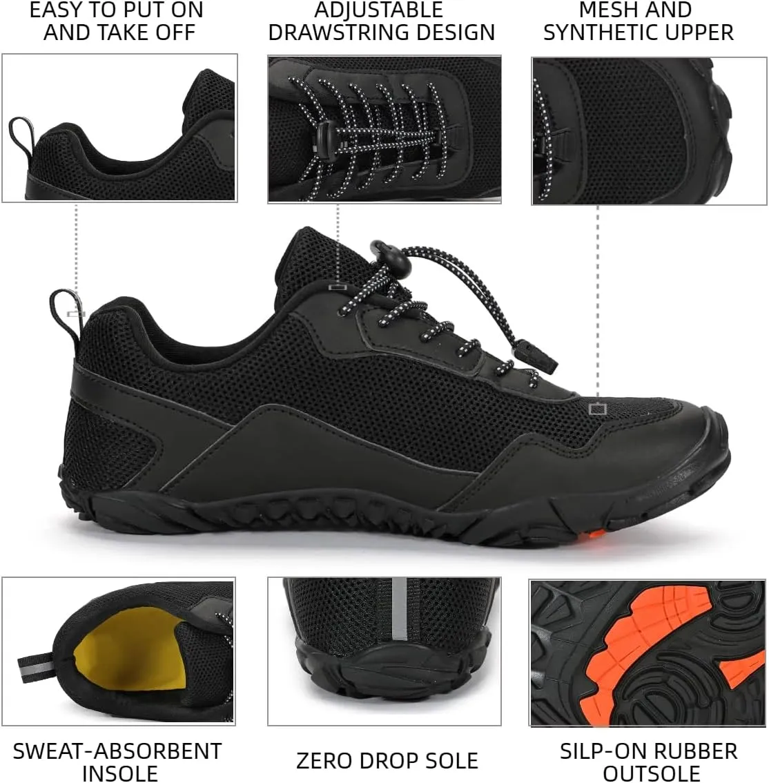 Hike Summit Barefoot Shoes Non-Slip Wide Toe Box Grounded Footwear Breathable Gym Swim Outdoor Walking Hiking Shoes