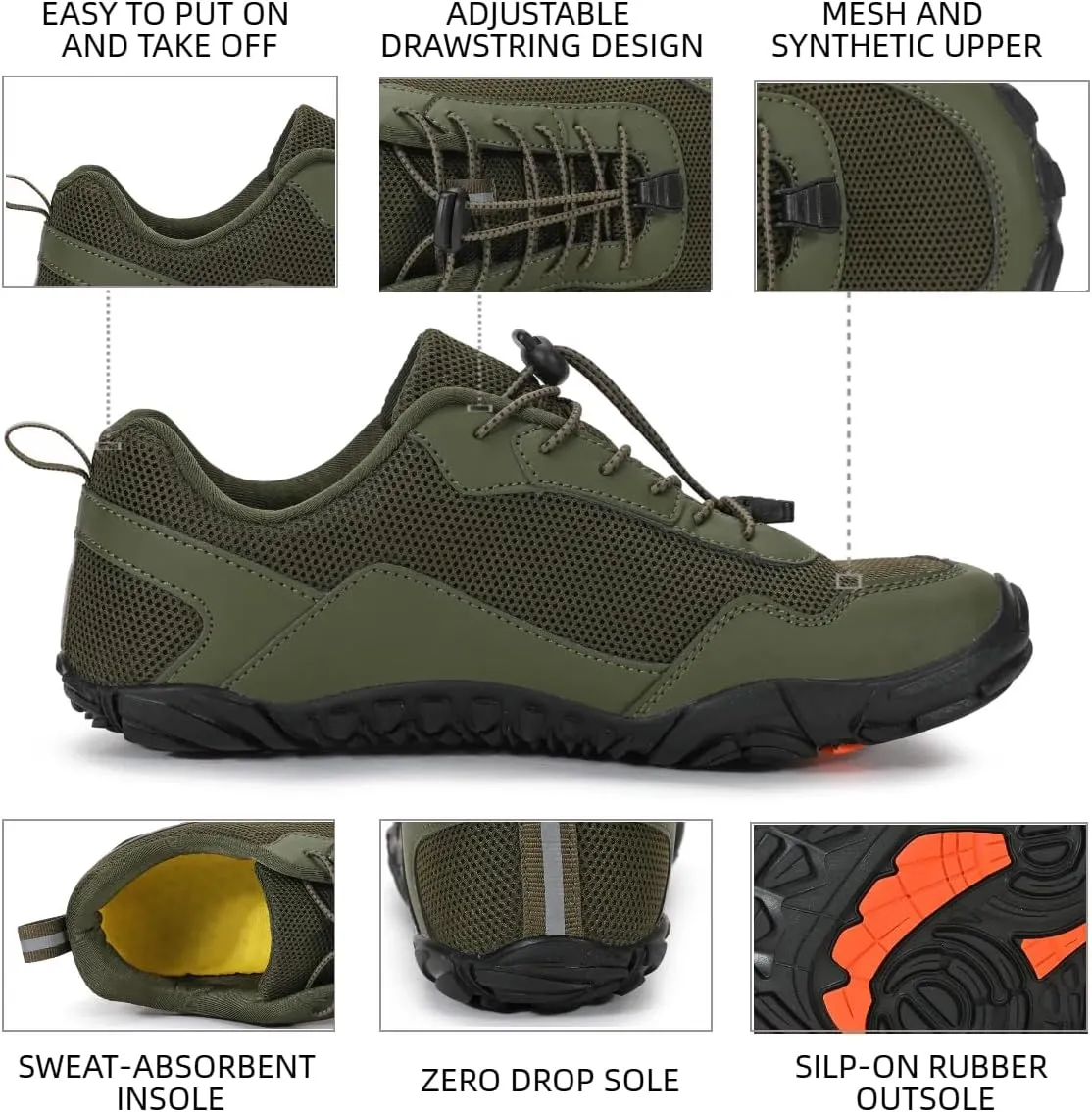 Hike Summit Barefoot Shoes Non-Slip Wide Toe Box Grounded Footwear Breathable Gym Swim Outdoor Walking Hiking Shoes