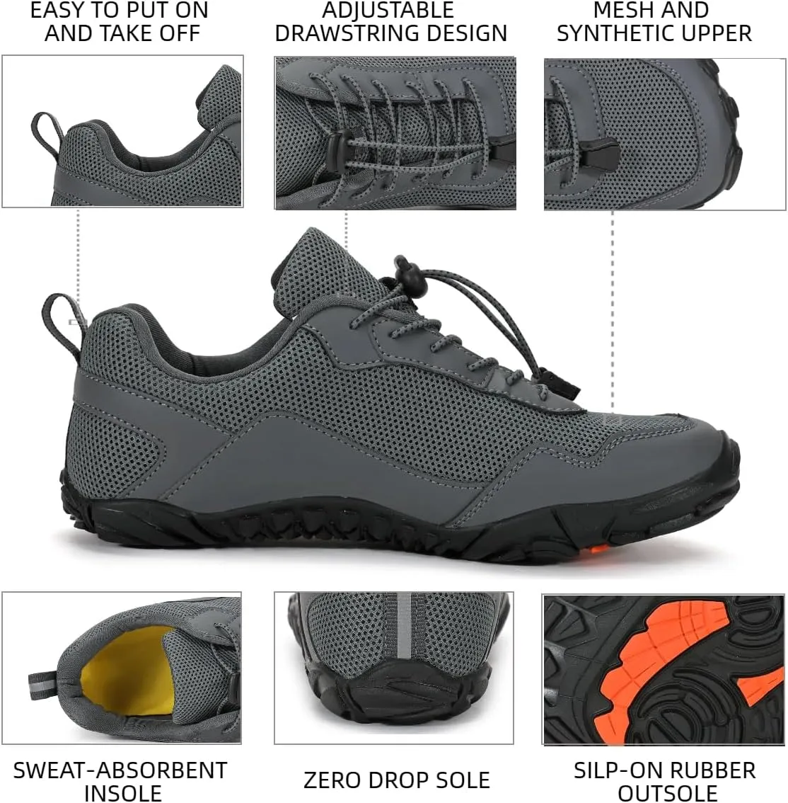 Hike Summit Barefoot Shoes Non-Slip Wide Toe Box Grounded Footwear Breathable Gym Swim Outdoor Walking Hiking Shoes