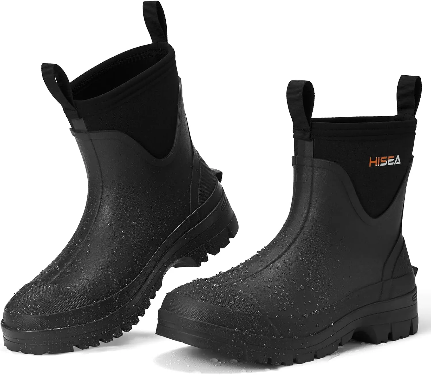 HISEA Mens Mud Boots Short Garden Shoes Ankle Hight Waterproof Neoprene Rubber Rain Boots