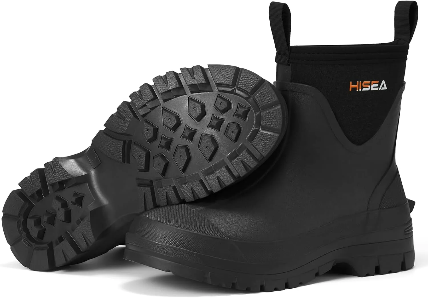 HISEA Mens Mud Boots Short Garden Shoes Ankle Hight Waterproof Neoprene Rubber Rain Boots