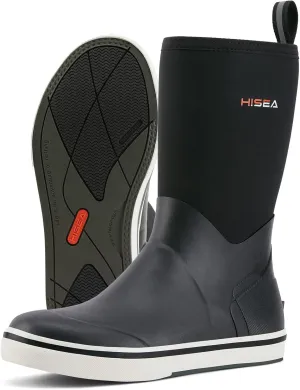 HISEA Men's Rubber Rain Boots Waterproof Garden Fishing Outdoor Deck Boots