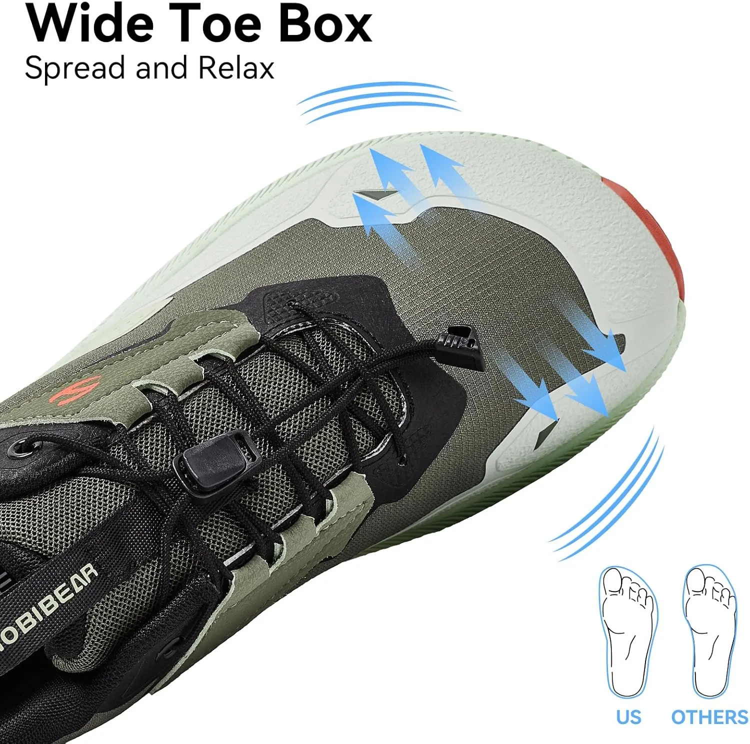 HOBIBEAR Men's Wide Toe Walking Shoes Zero Drop Non Slip Wear Resistant Sneakers