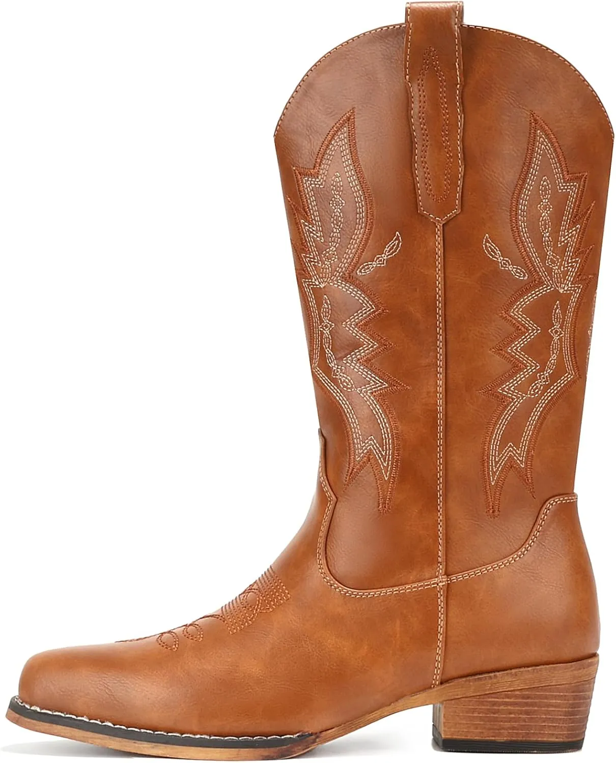 IUV Cowboy Boots For Women Western Boots Cowgirl Boots Pull On Pointy Toe Mid Calf Boots