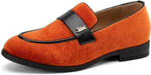 JITAI Boys Dress Loafers for Weddings & School, Breathable Slip-On Leather Tuxedo Shoes, Toddler to Preteen